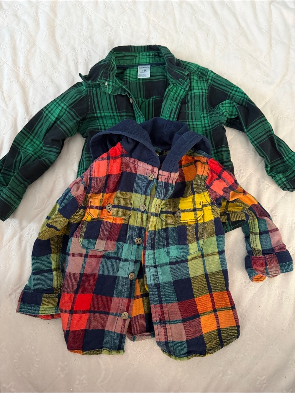 Multicolor Plaid Hooded Shirt Jacket - Kids